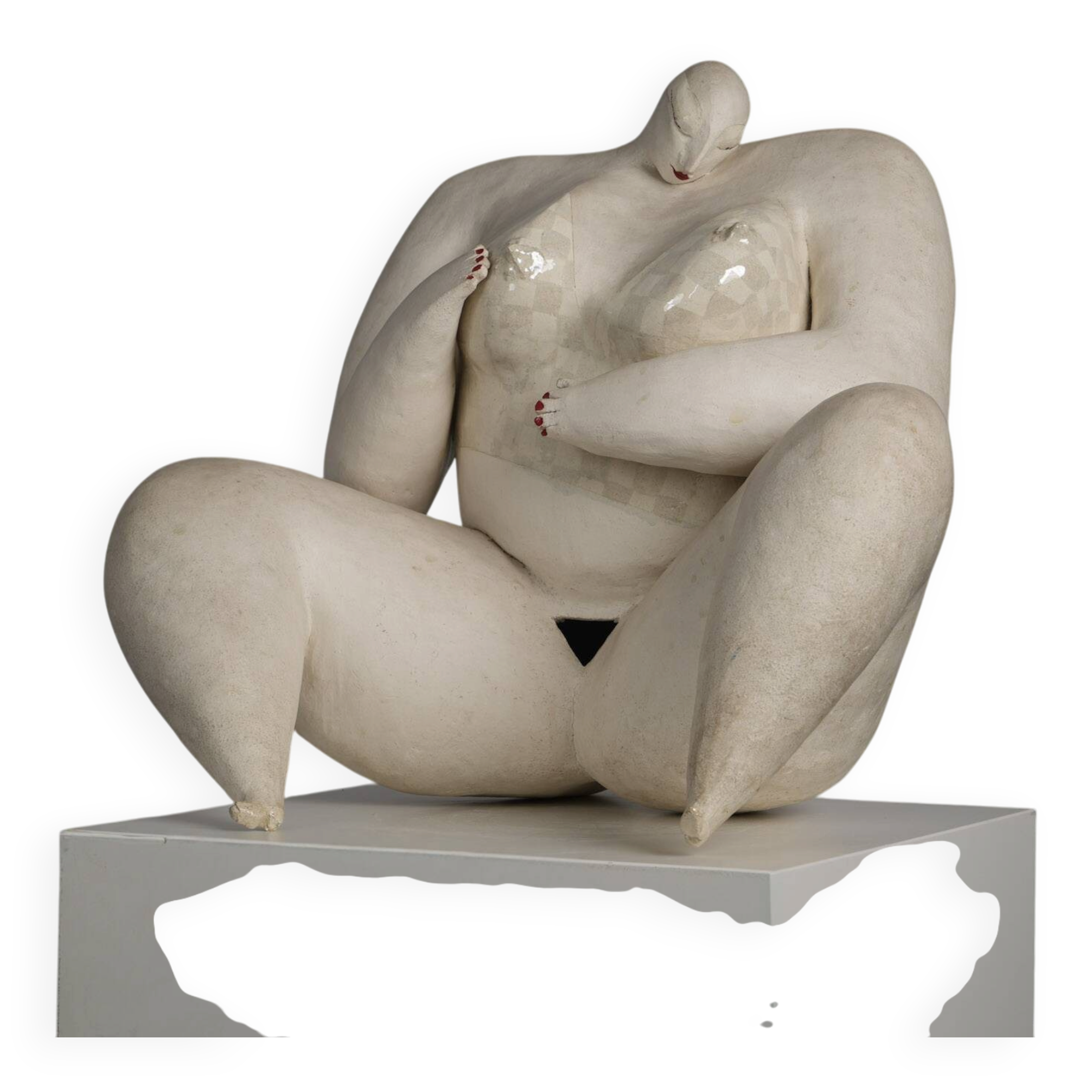 "Courage" expressive ceramic female sculpture by Evelyn van Baarda, Netherlands, 1981