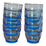 Set of 8 blue Arco France glasses.