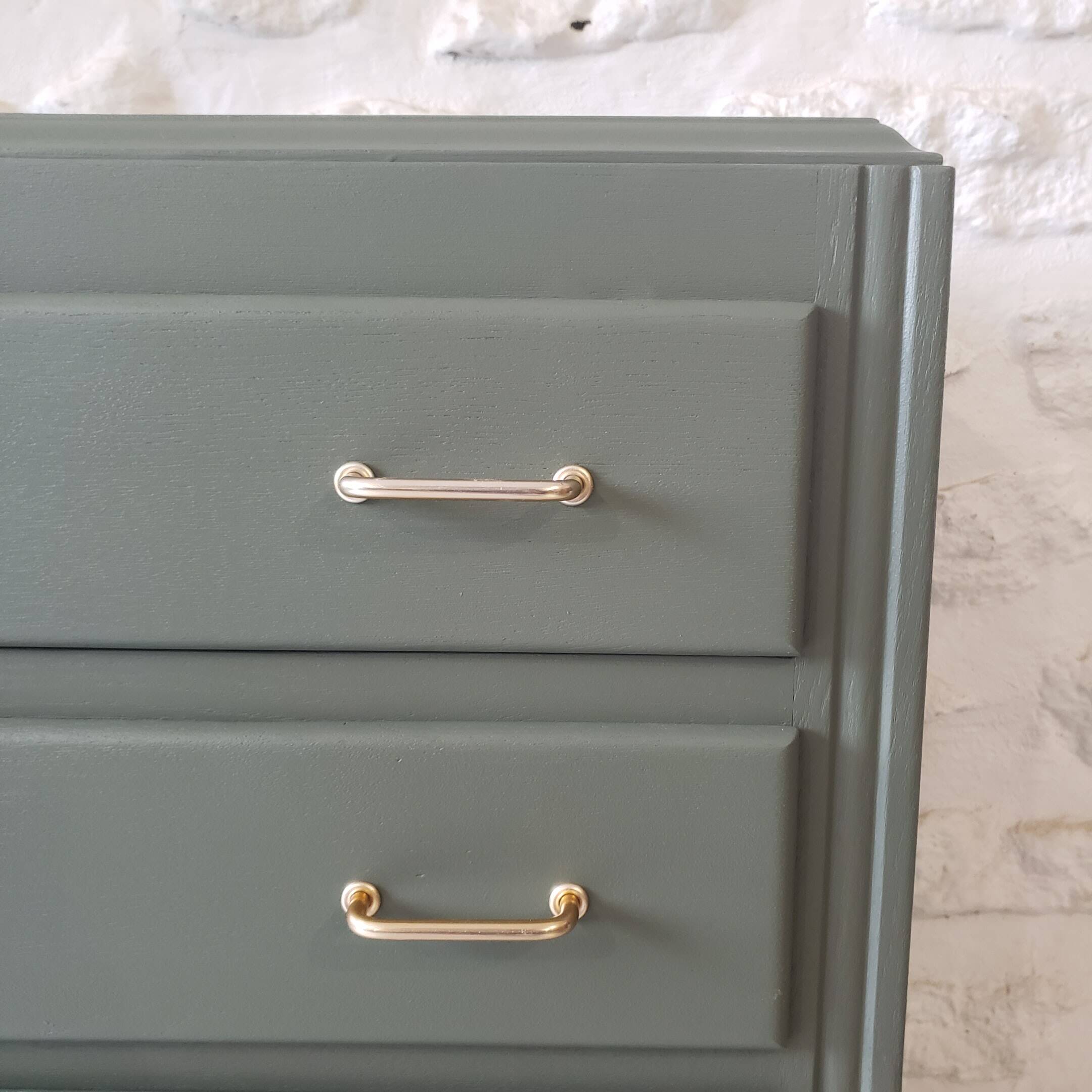 Vintage dark green gray chest of drawers