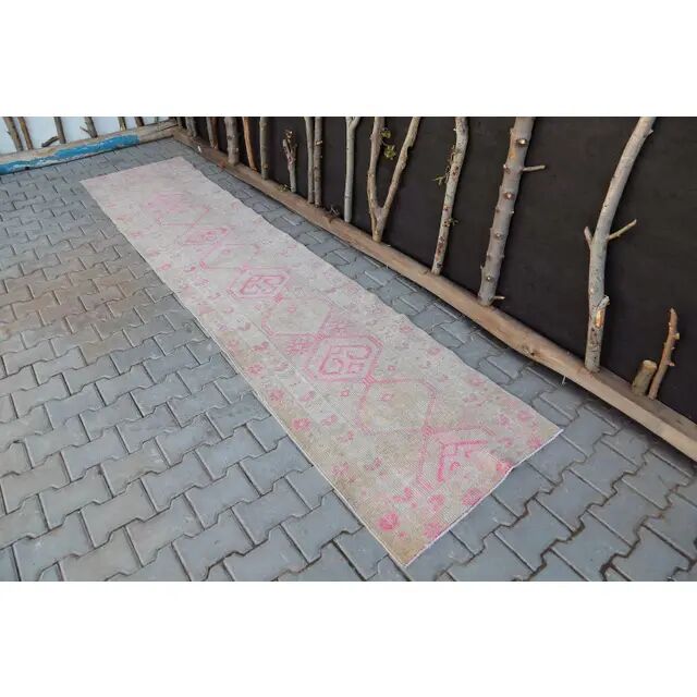 Handmade Turkish corridor runner from the 1960s - 83x370 cm