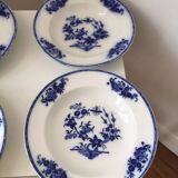 Set of 7 soup plates, Grand Bouquet Boch-Frères Keramis, 19th century