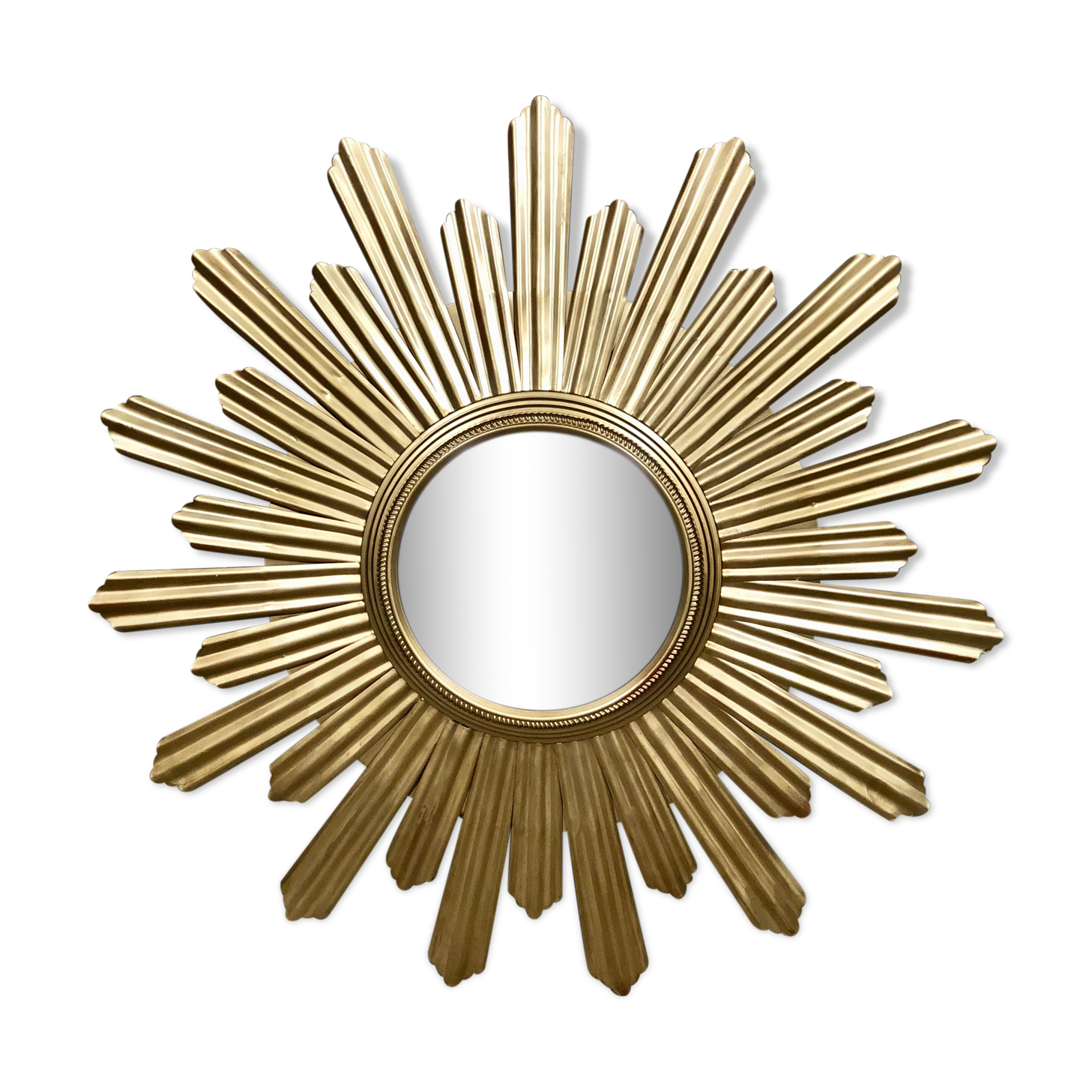 Sun mirror "André" in gilded sheet metal witch eye