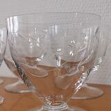 Set of 8 old glasses on foot chiseled decoration