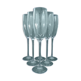 Suite of six crystal champagne flutes