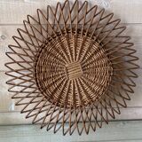 Miroir soleil osier vintage
