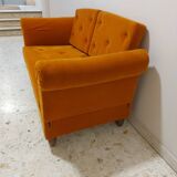 Sofa, daybed art deco, orange velvet