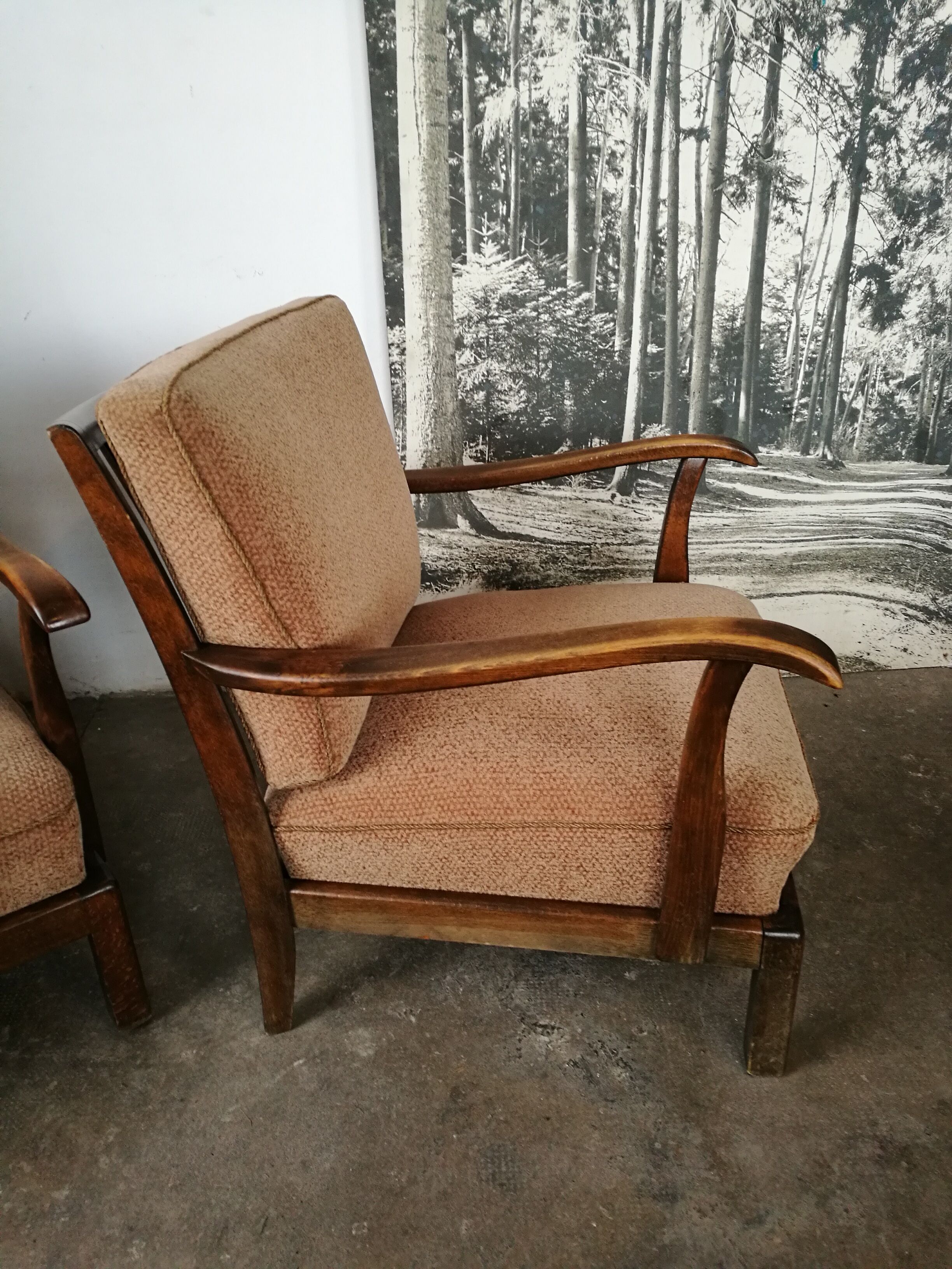 Pair of art deco velvet armchairs