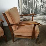 Pair of art deco velvet armchairs