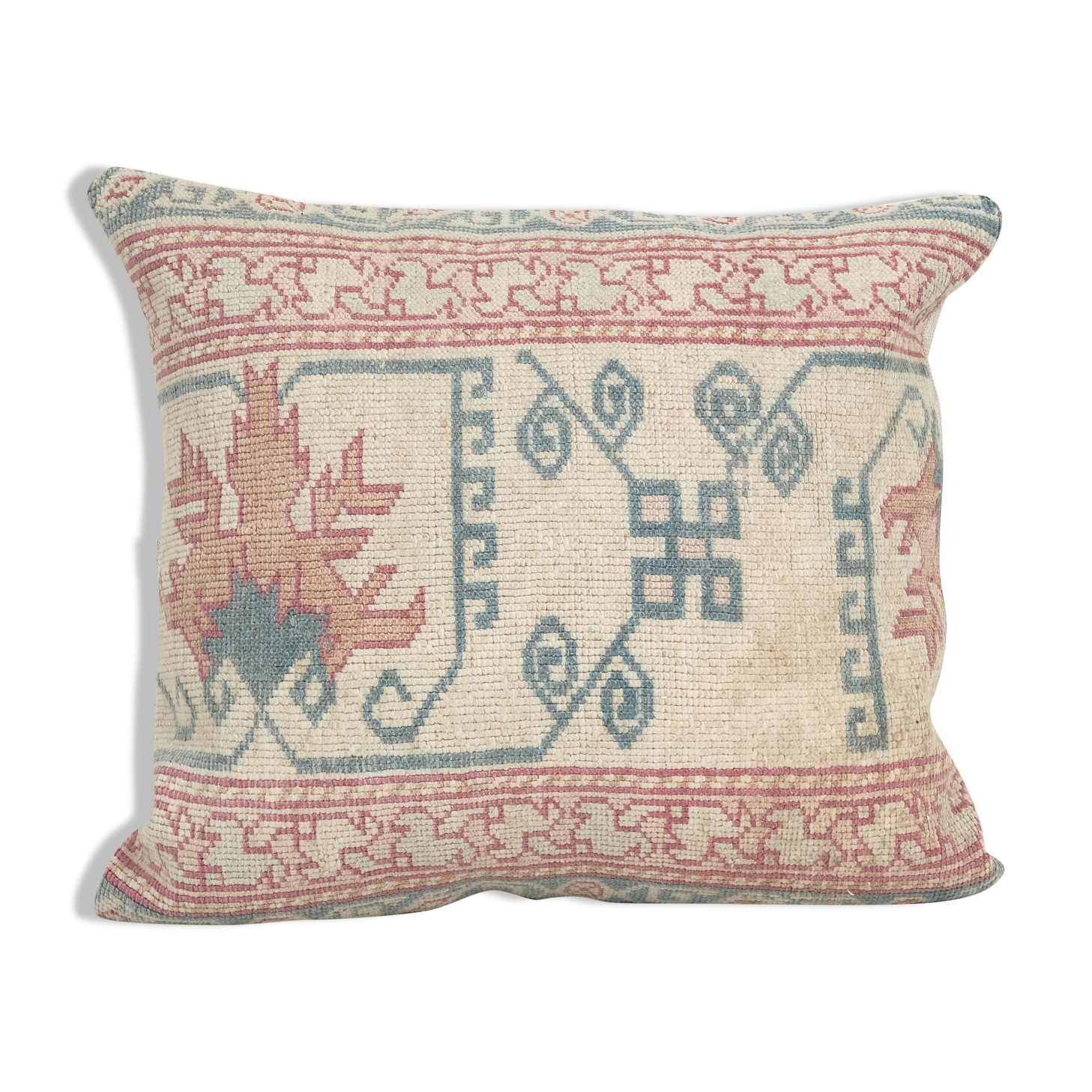 22" x 24" Vintage Oushak Pillow Cover with Soft Muted Colors, Organic Wool Tribal Ethnic Cushion