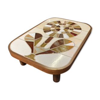 Ceramic coffee table Roger Capron shogun flower