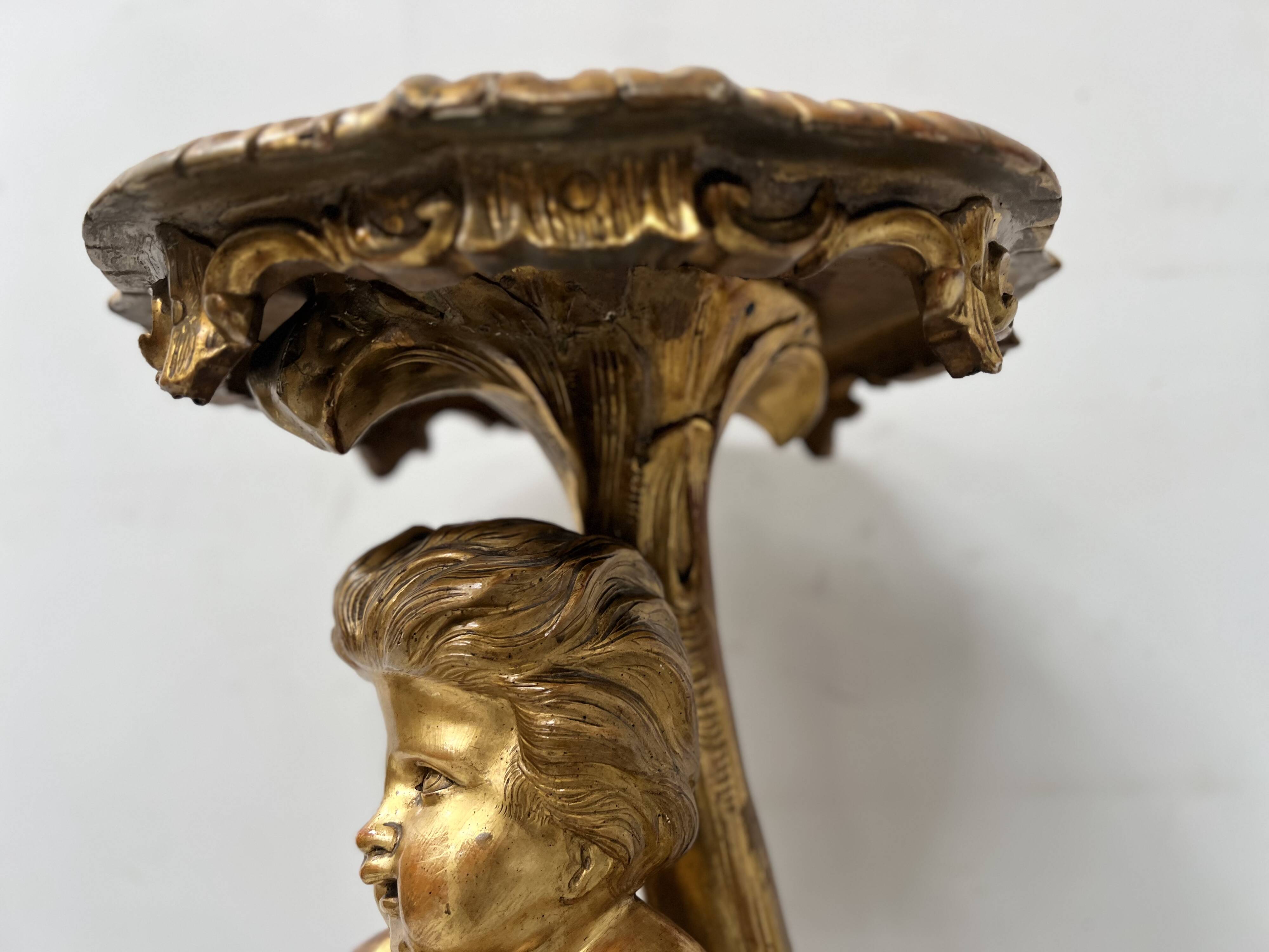 19th century gilded carved wooden presentation column