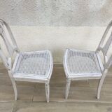 Pair of old white canne chairs