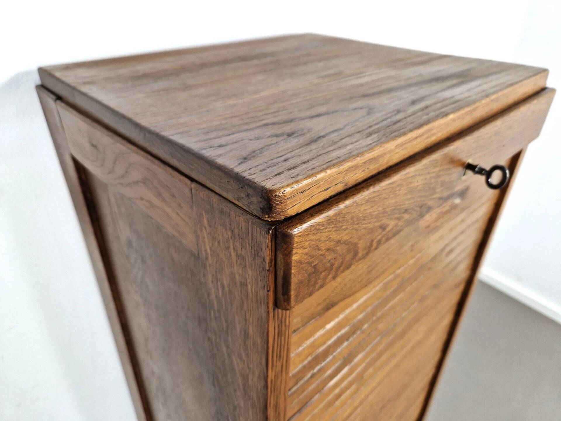 Vintage large oak shutter cabinet | 1930s