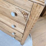 Art Deco chest of drawers in oak and porcelain