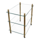 Elegant wheeled serving trolley in gilded brass and glass, in a spirit