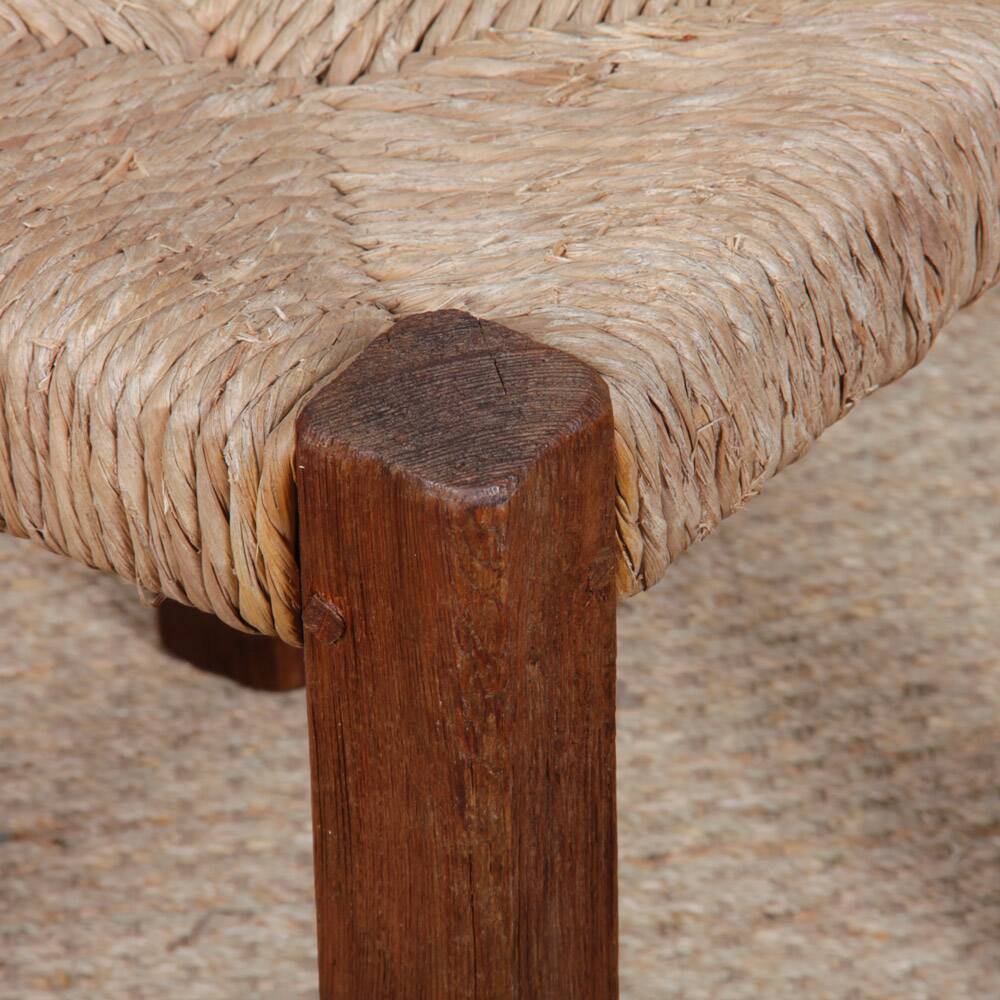 Set of 4 straw-seated wooden chairs, 1950.