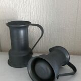 Lot de 3 pichets ancien en étain Damart Art Déco