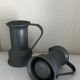Set of 3 old Damart Art Deco pewter pitchers