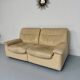 Old 2-seater beige leather sofa designed by Carl Larsson De Sede, vintage 80s