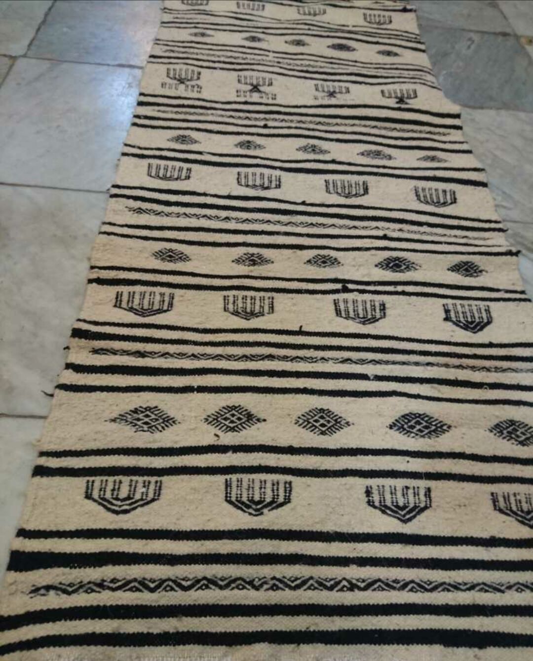Black and white corridor Kilim, 195x65 cm