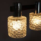 Hanging lamp in wood, glass and chrome metal 1970