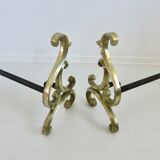 Asymmetrical art nouveau bronze chenets