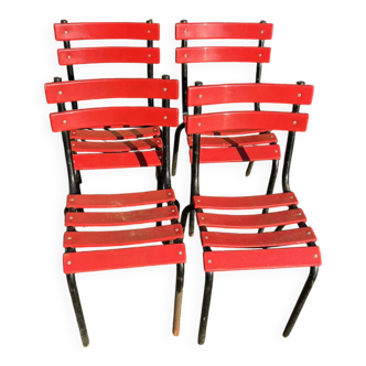 Ensemble de 4 chaises de jardin rouge et noir