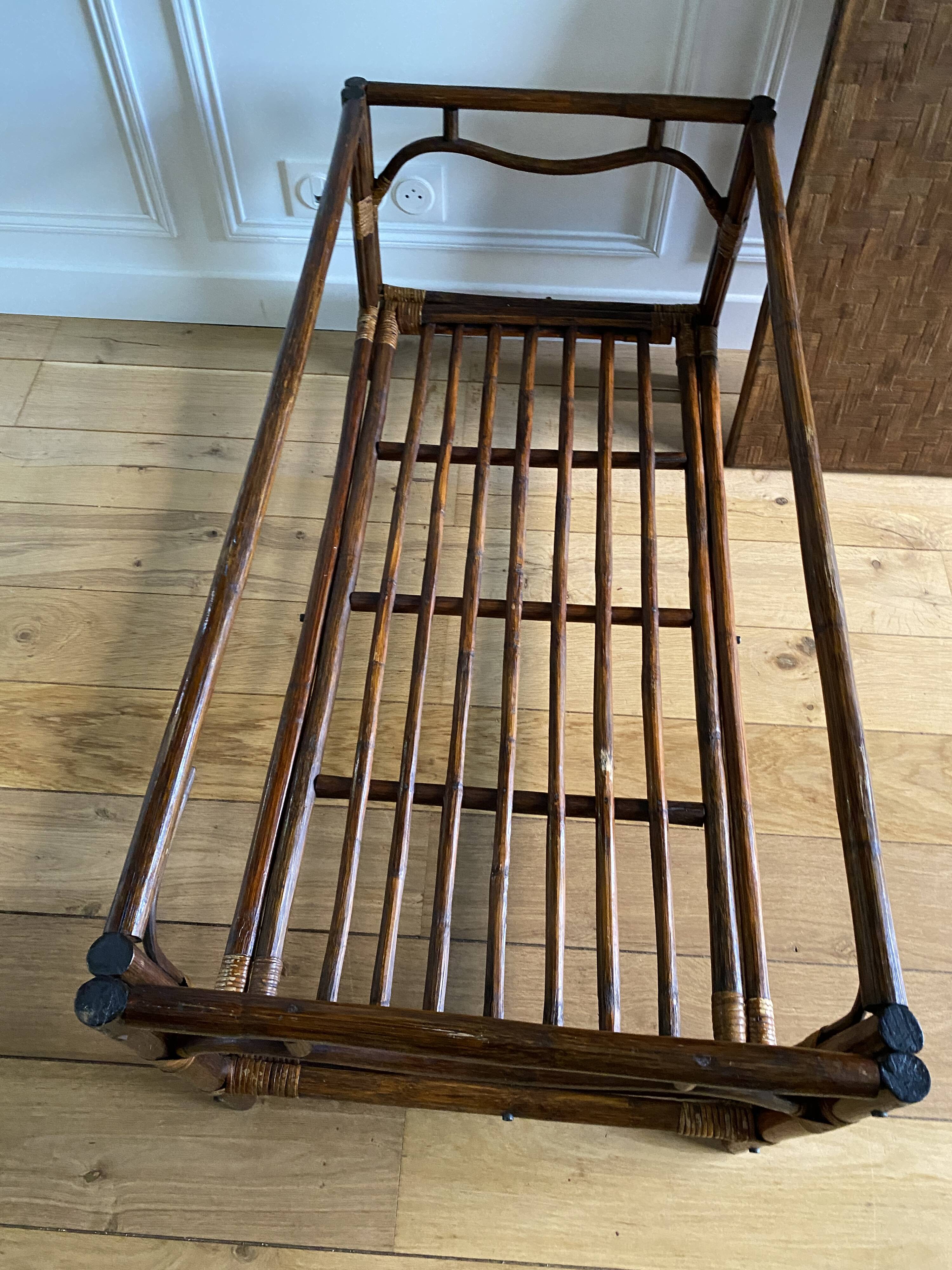 Vintage brown bamboo living room coffee table