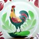 Set of 6 hand-painted Choisy-Le-Roi earthenware COQ plates