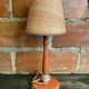 Pair of antique turned wood bedside lamps with push button switch
