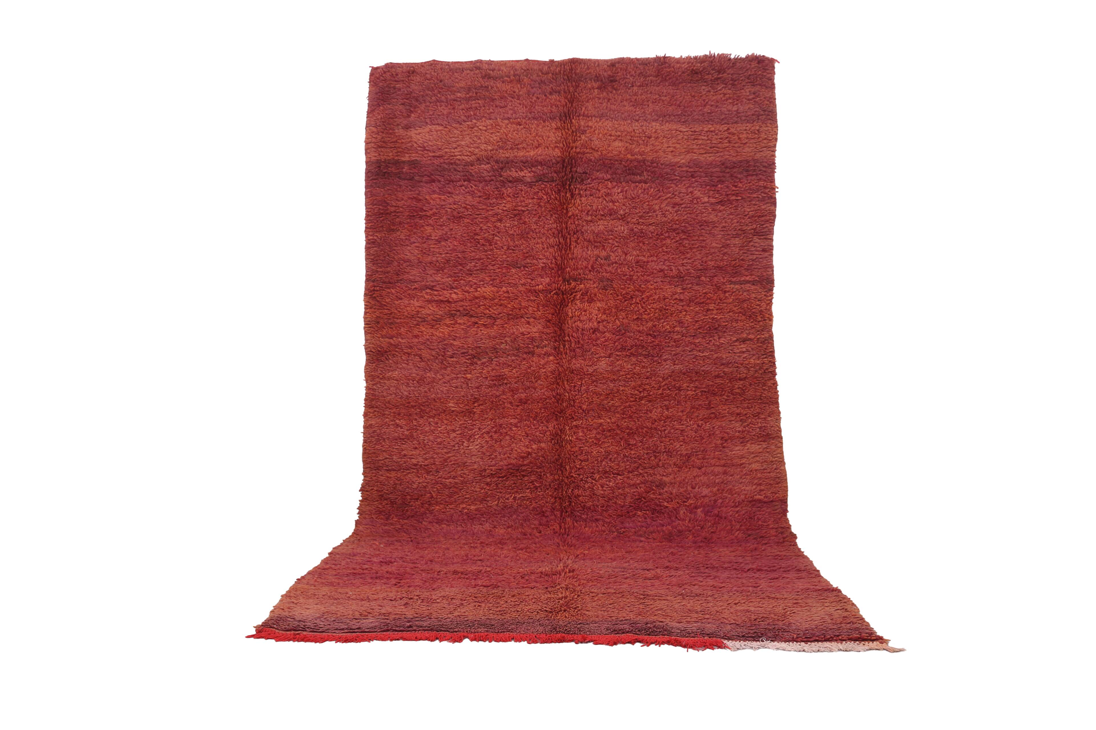 Burgundy Vintage Handmade Moroccan rug 180 x 336 cm - Berber wool Rug