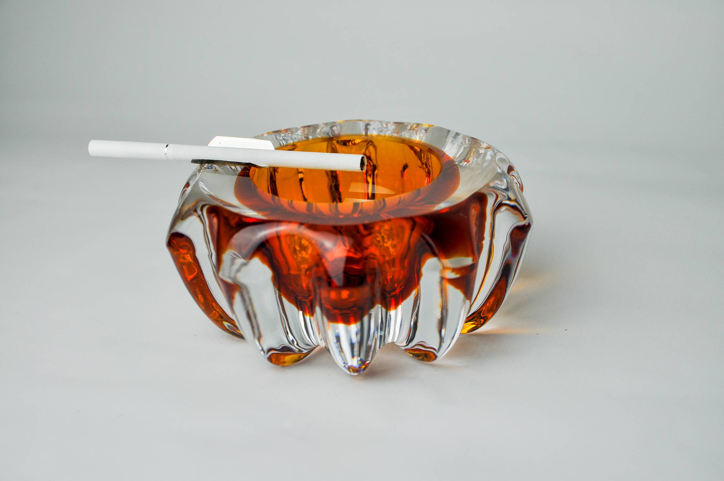Orange Sommerso ashtray by Seguso, Murano glass, Italy, 1970
