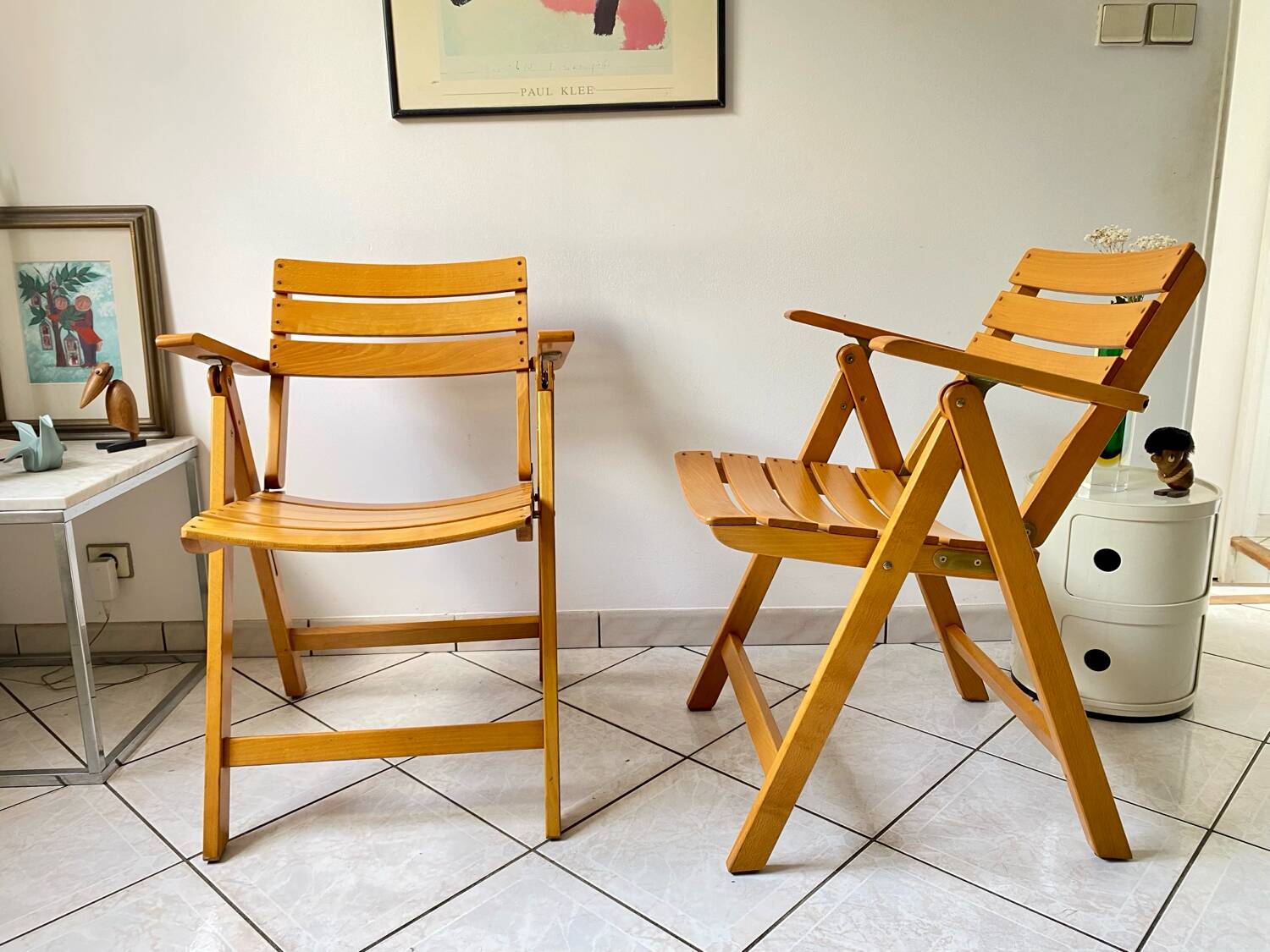 Pair of Clairitex France vintage garden armchairs from the 70s, solid wood