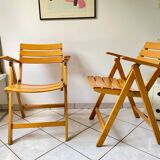 Pair of Clairitex France vintage garden armchairs from the 70s, solid wood