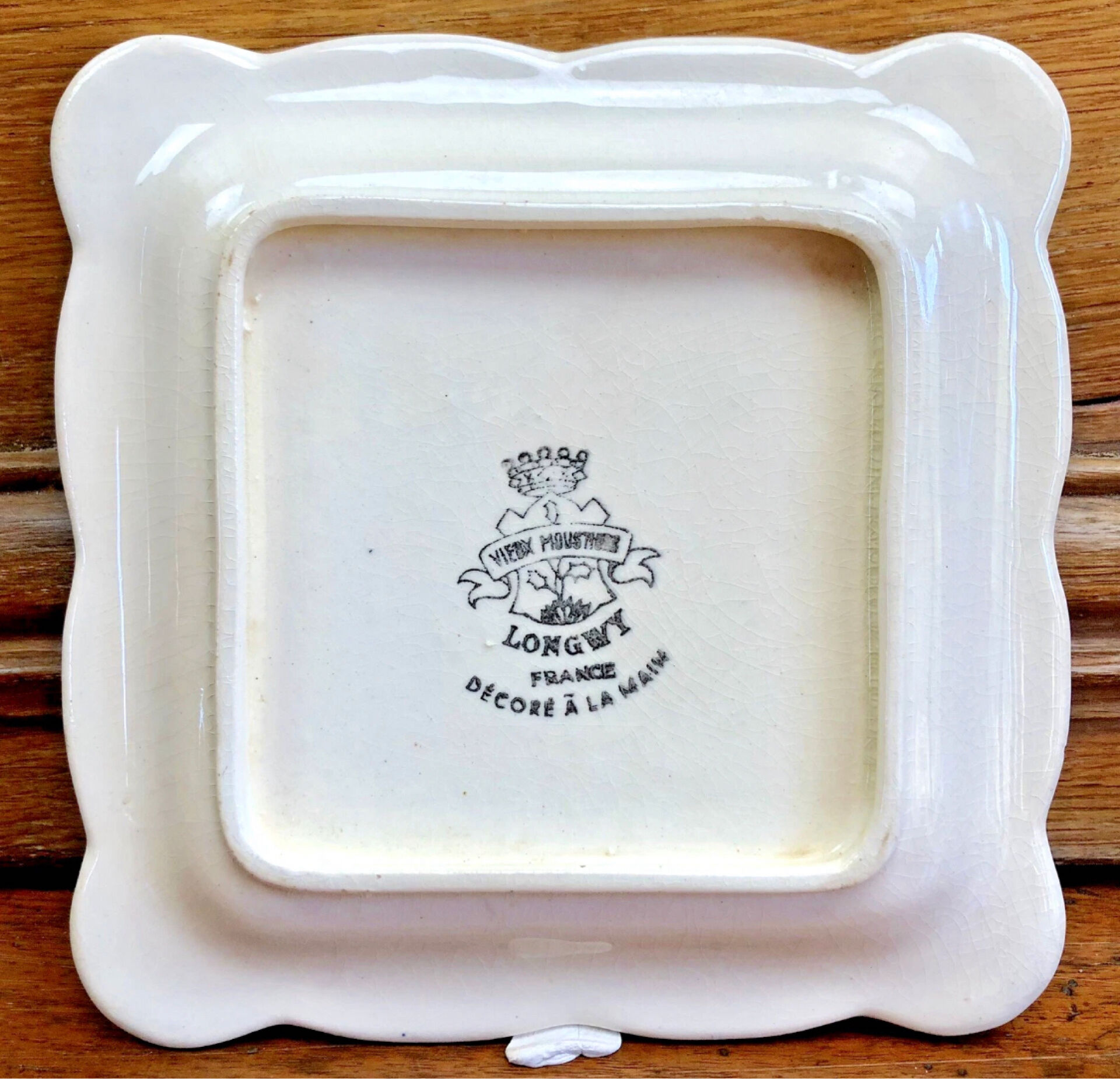 9 old square plates for cake, dessert, and aperitif from Longwy Moustier.