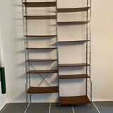 Thong shelves on foot steel and vintage wood