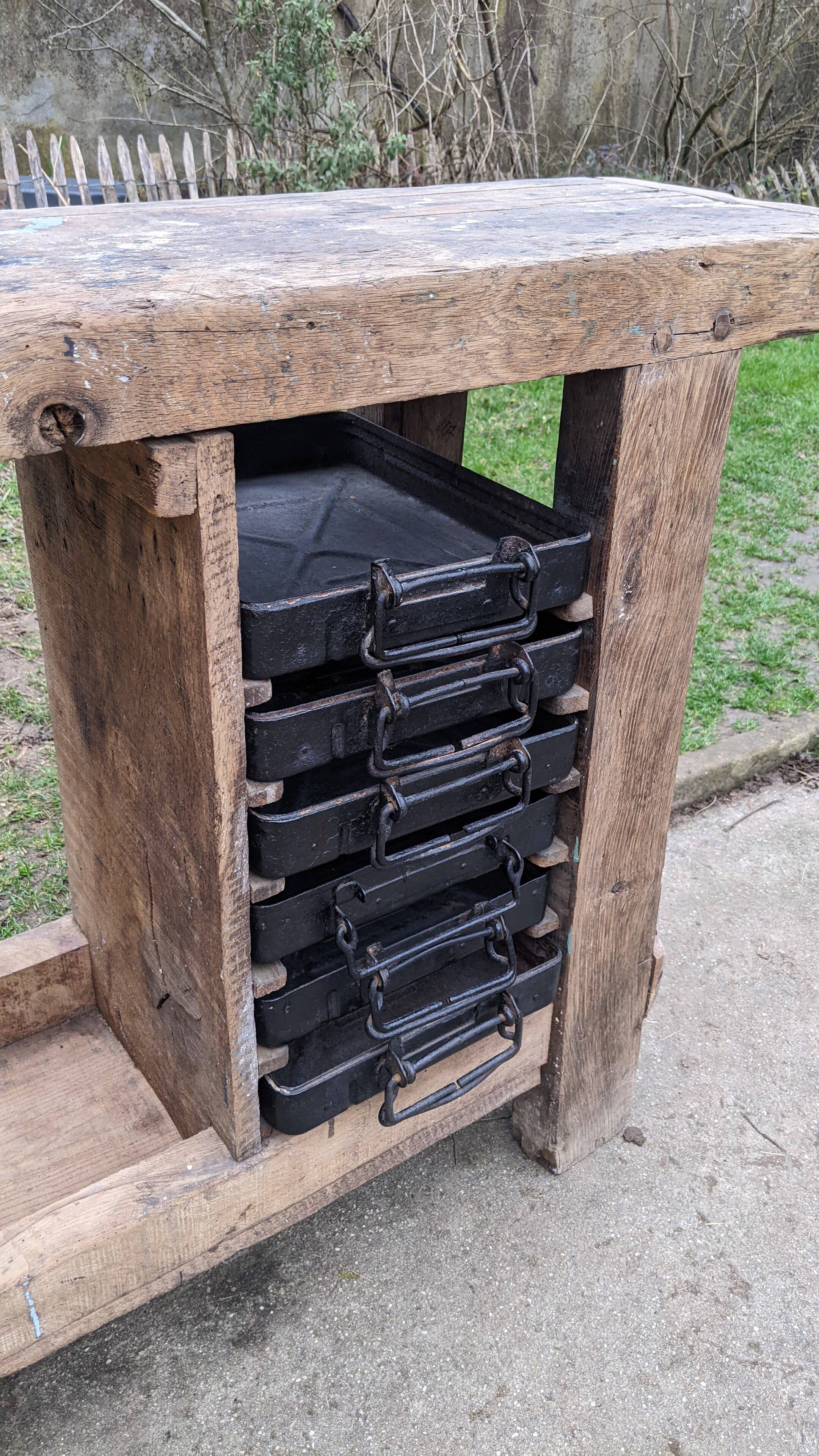 Old solid oak carpenter's workbench
