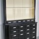 Large pair of antique apothecary cabinets painted black, Eastern Europe, 1910s