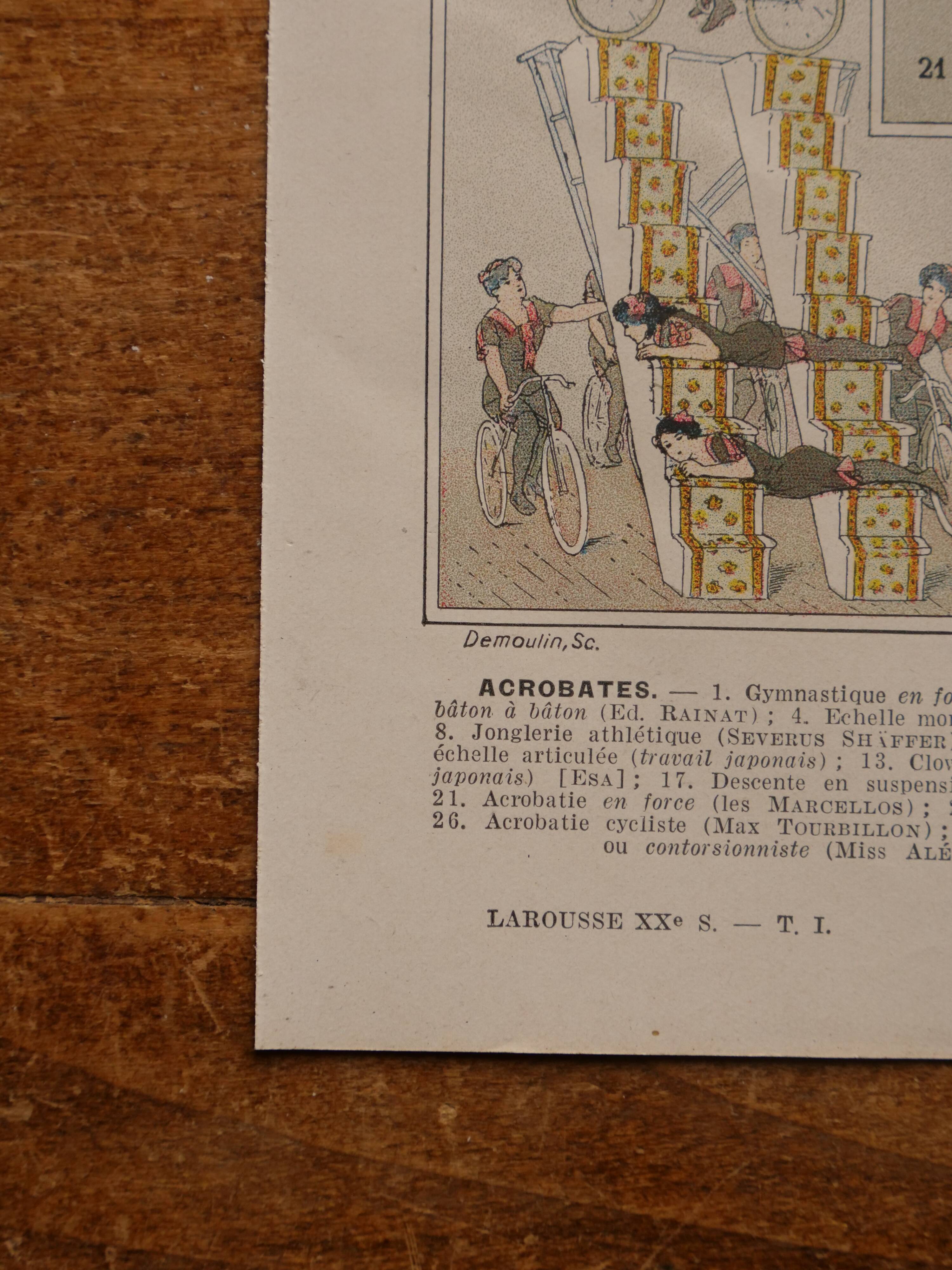 Original lithograph of acrobats