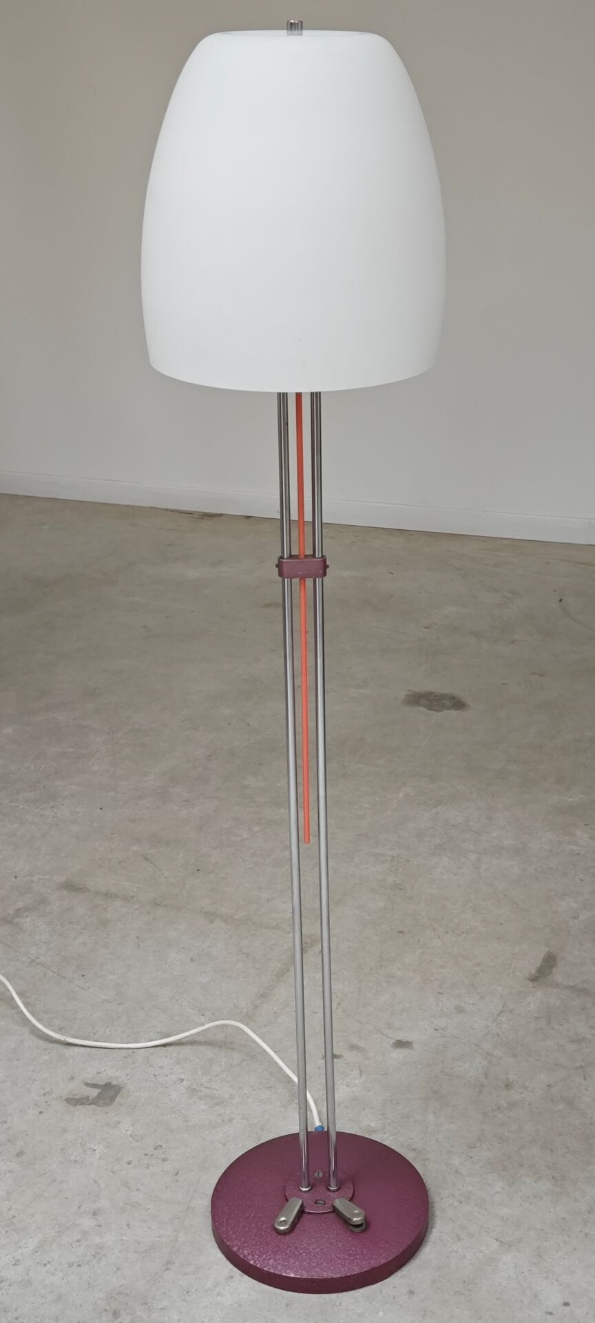 Chrome metal floor lamp opaline triplex Lidokov ex Czechoslovakia