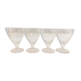 Set of 4 wine glasses in cut glass