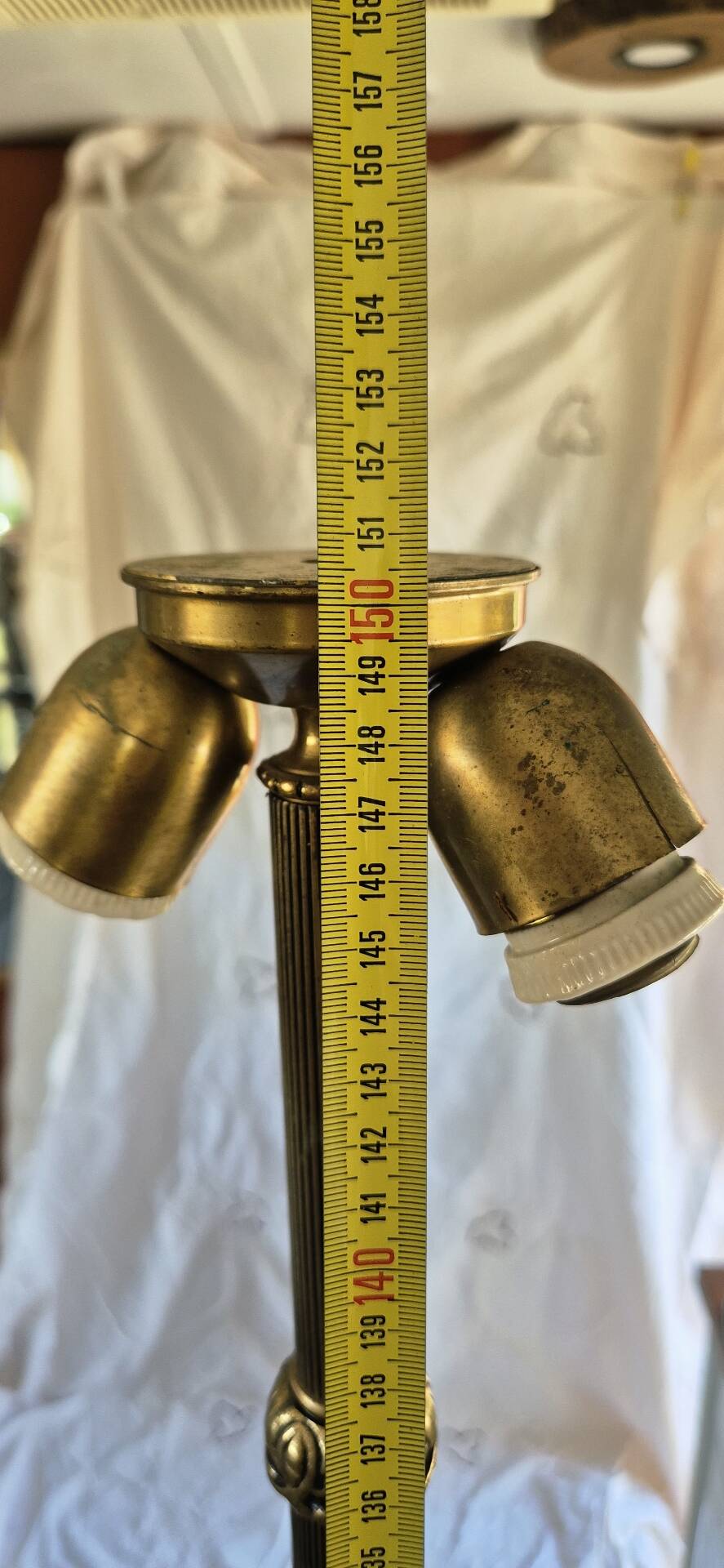 Rococo / Louis XVI brass tripod floor lamp, gilded