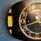 Vintage formica clock rectangular silent wall clock "Lora black yellow"