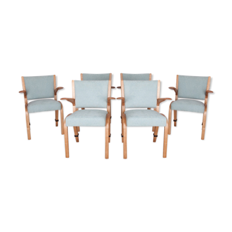 Set of 6 vintage french oak dining chair by Hugues Steiner for Steiner, 1960s