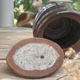 Pot and its lid in glazed stoneware
