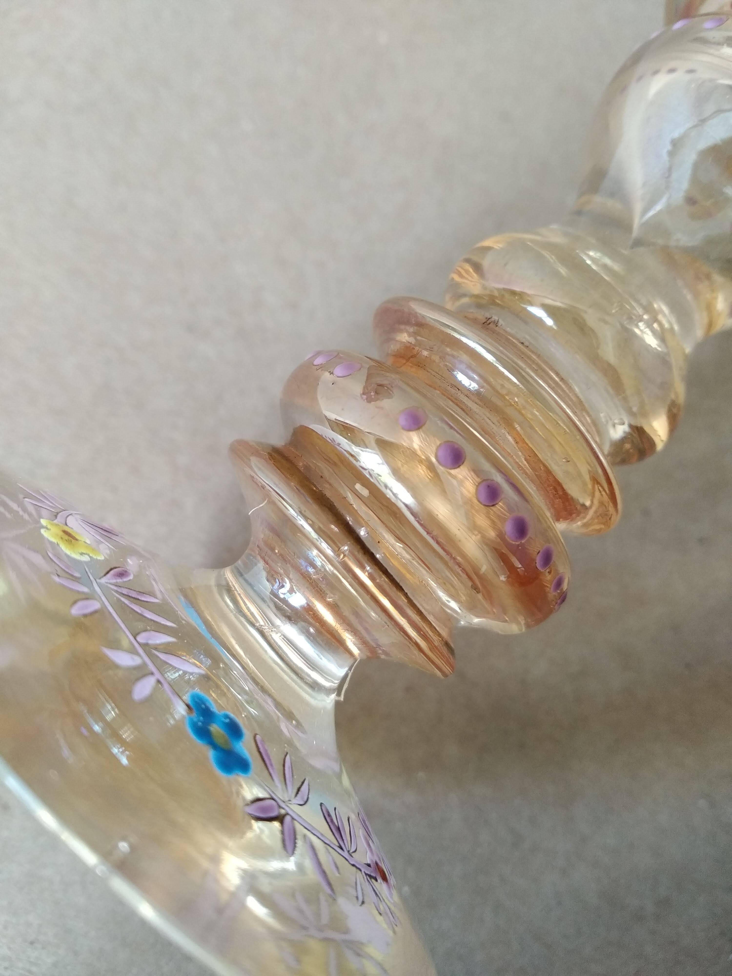 Roemer wine glass in blown enamelled glass, 19th century