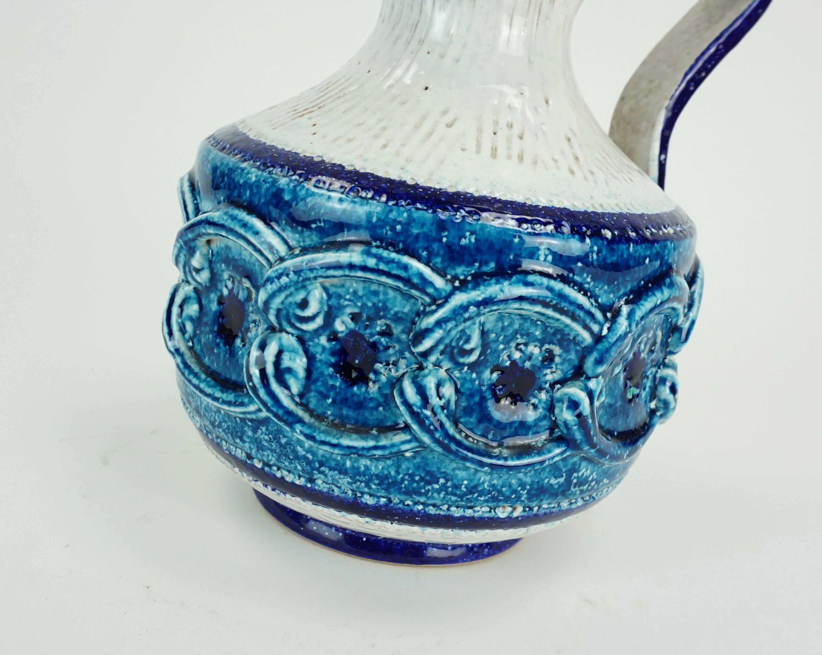 italian vintage VASE nuovo rinascimento relief decor white blue turquoise