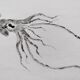 Original print of a squid, framed painting