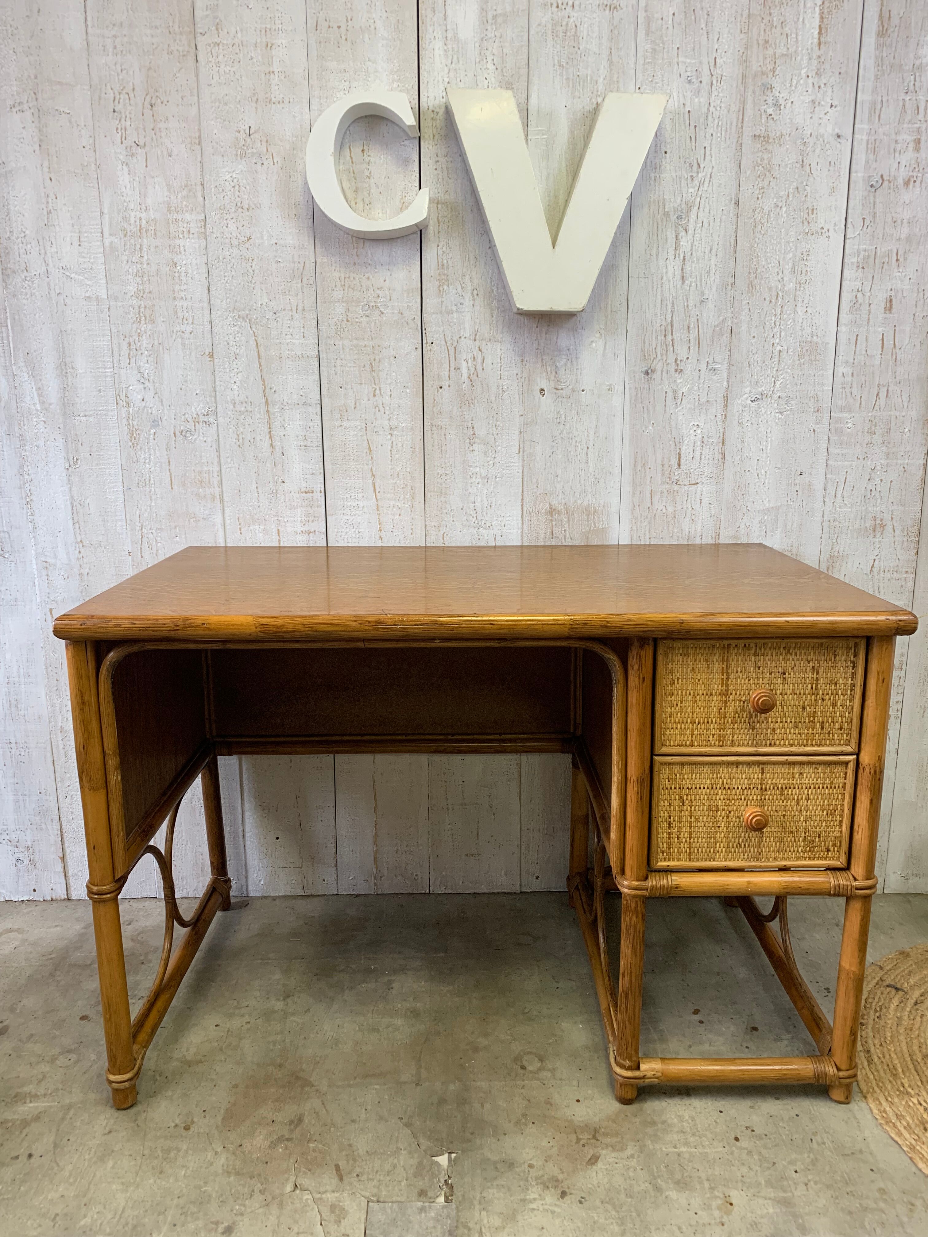 Vintage rattan desk