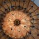 1970s metal chandelier Hans Kogl leaf patterns